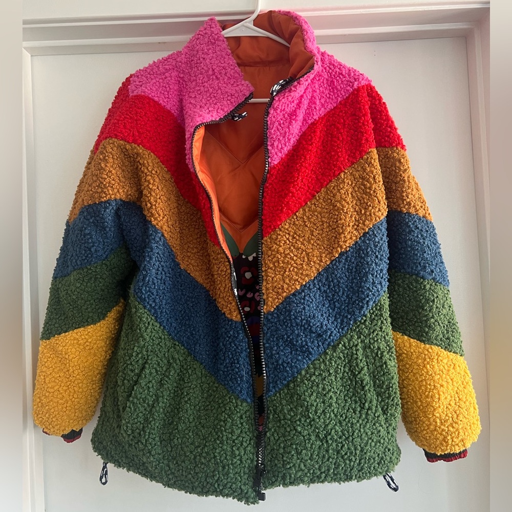 Farm Rio reversible mixed macaw puffer jacket size S